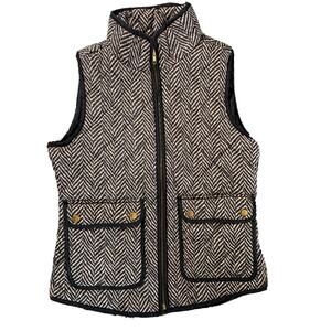 THE SAVILE ROW CO. LONDON WOMAN WOMENS BLACK TAN QUILTED JACKET VEST SZ SMALL